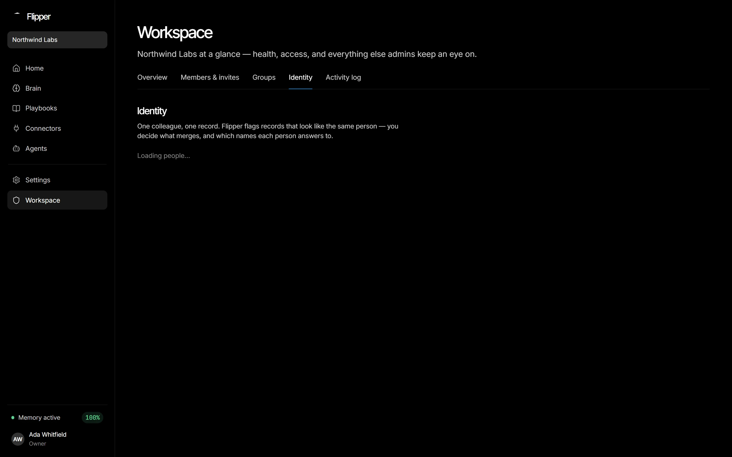 Identity: suggested duplicates, with aliases per person.